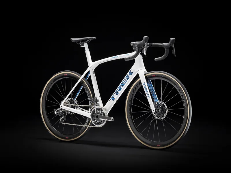 2022 Trek Domane SLR 9 eTap Road Bike Trek White and Blue
